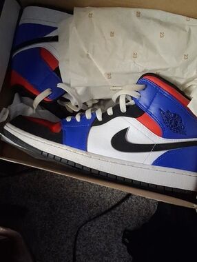 Nike Air Jordan 1 Mid - White/Blue/Red/Black